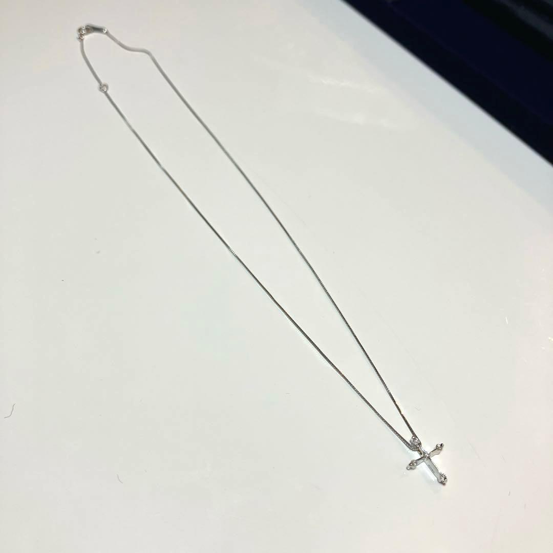K10WG クロス ダイヤモンド ネックレス0.07CT