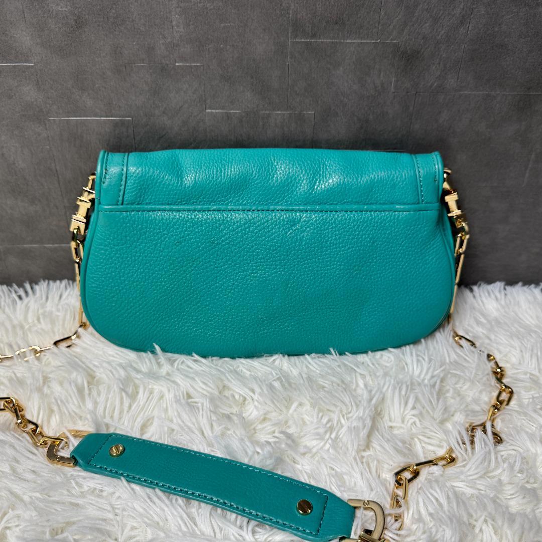 美品⭐︎トリーバーチ ショルダーバッグ　パーティ　チェーン　保存袋付き　ターコイズ