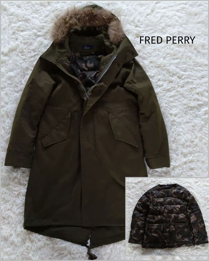 フレッドペリー　迷彩ダウンライナー付 モッズコート　フィッシュテールF2562