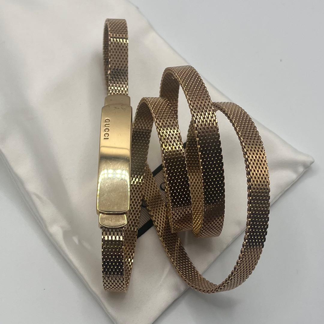 GUCCI☆プレート メッシュベルト メタル ゴールド