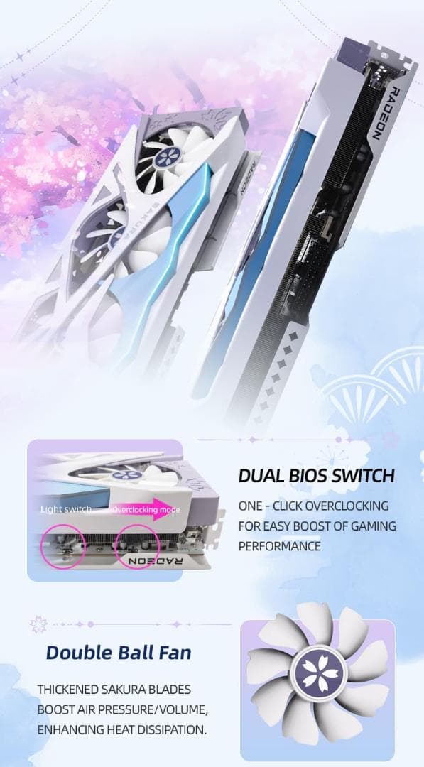 グラフィックボード・グラボ・ビデオカード YESTON RX9070XT-16GD6 Sakura OC