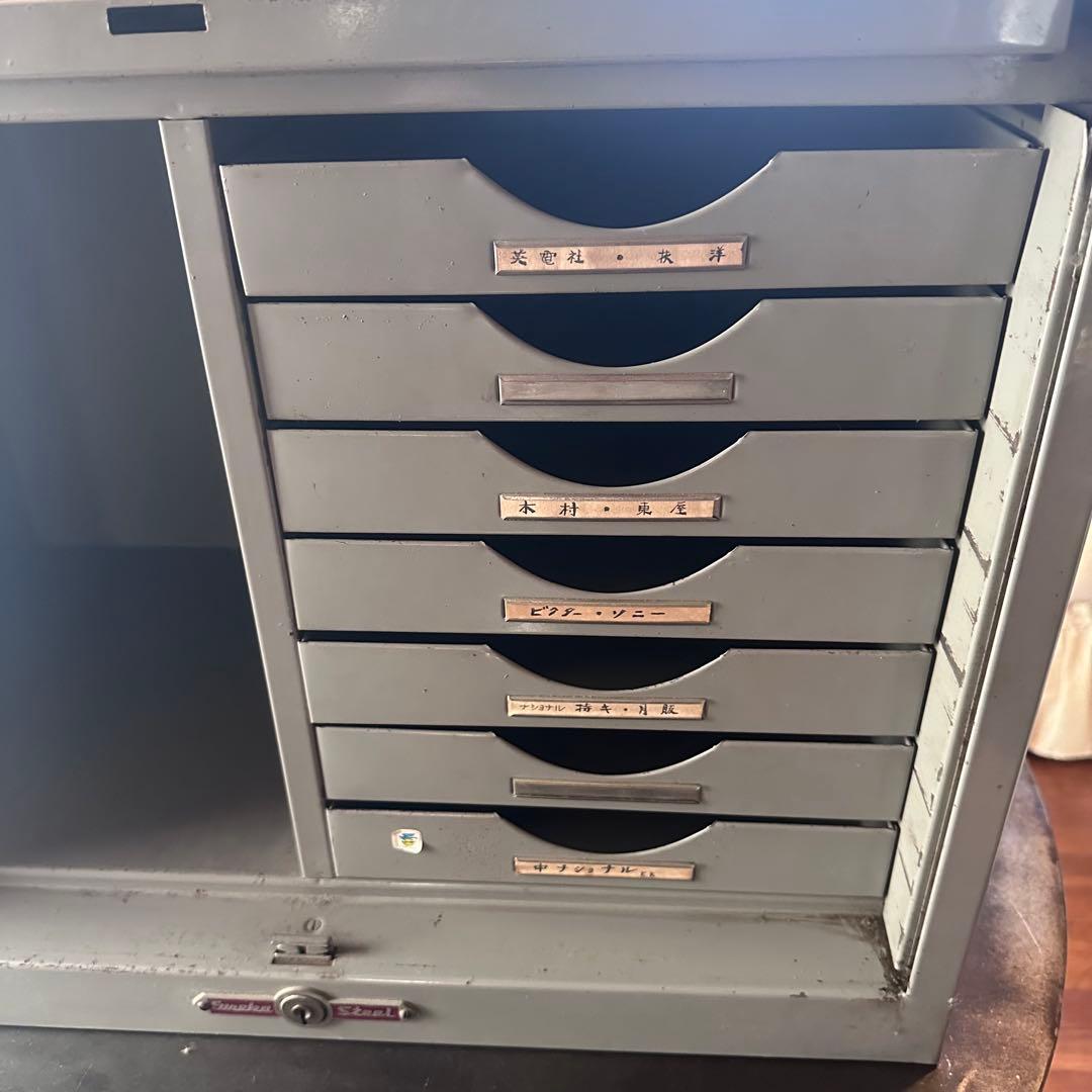 ビンテージ　スチール　シャッターケース　シャッタートレー　トレーキャビネット