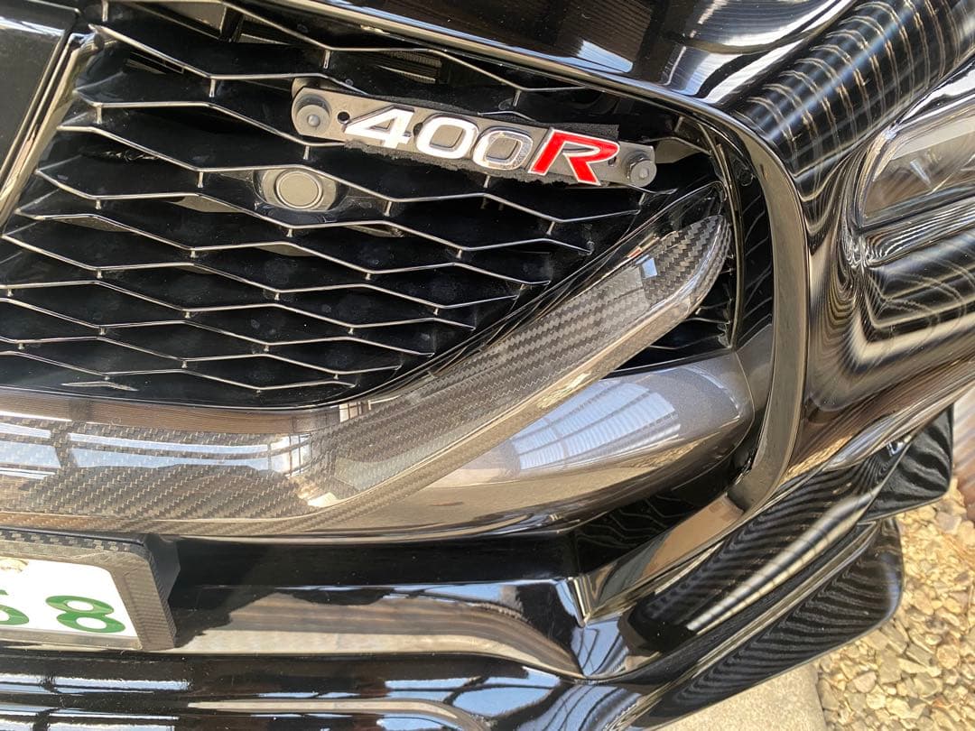 v37スカイライン 400R など後期用　新品未使用カーボンフロントグリルカバー