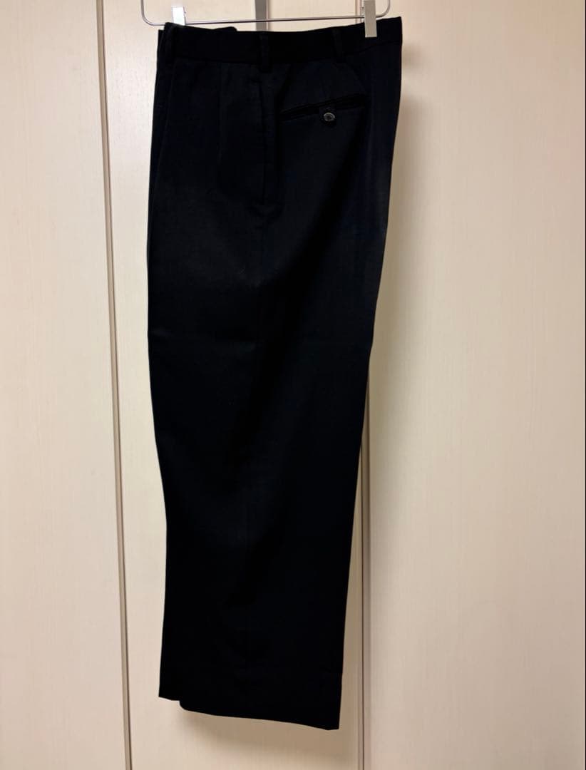 80s ラルフローレン ウールギャバジン 2タック トラウザーズ 黒 34