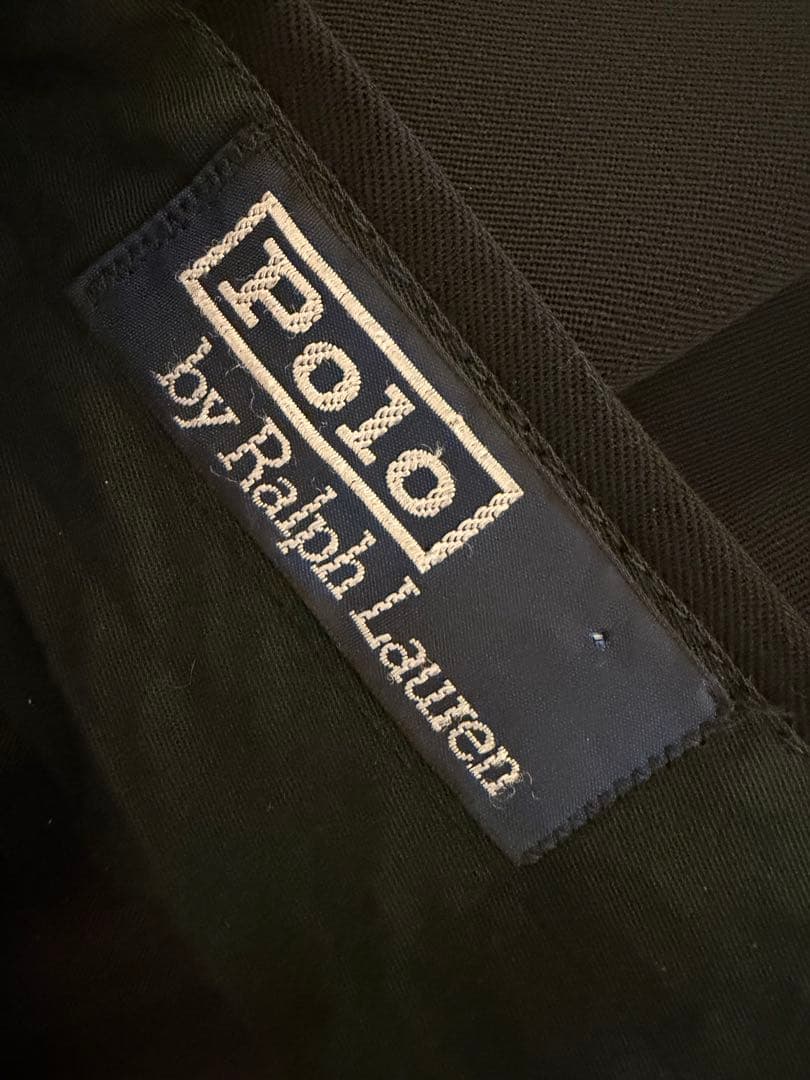 80s ラルフローレン ウールギャバジン 2タック トラウザーズ 黒 34