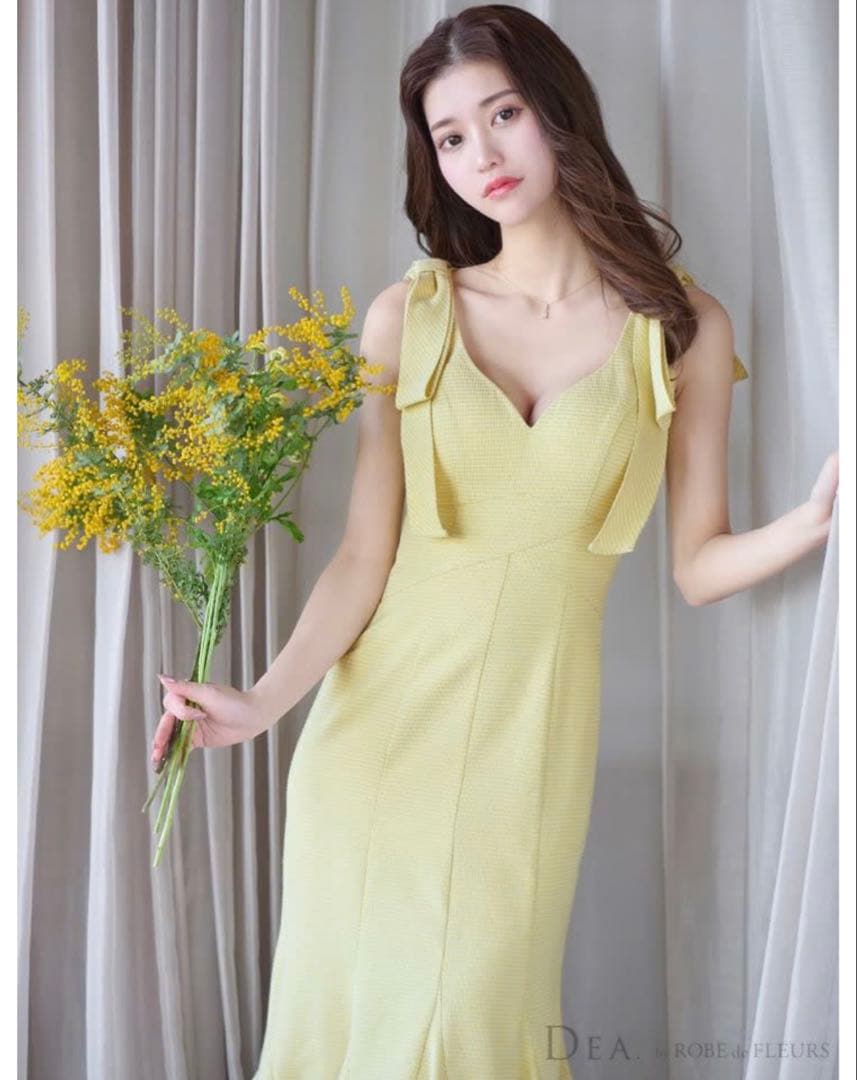DEA.byROBEdeFLEURS イエローニットドレス フレアスカー