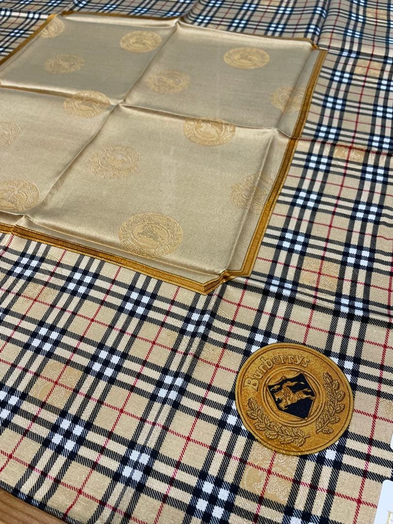 s*y様 シルク&コットンBurberry チェック柄ハンカチーフ4枚セット