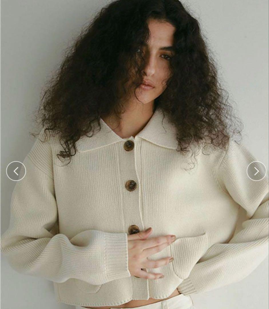 ETRE TOKYOアイボリー ニットカーディガン クロップド丈