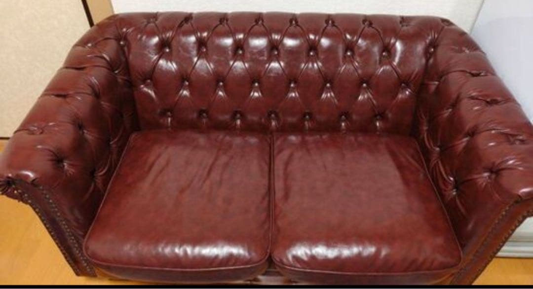 ダークブラウン チェスターフィールドソファ 2人掛け　　定価7万円