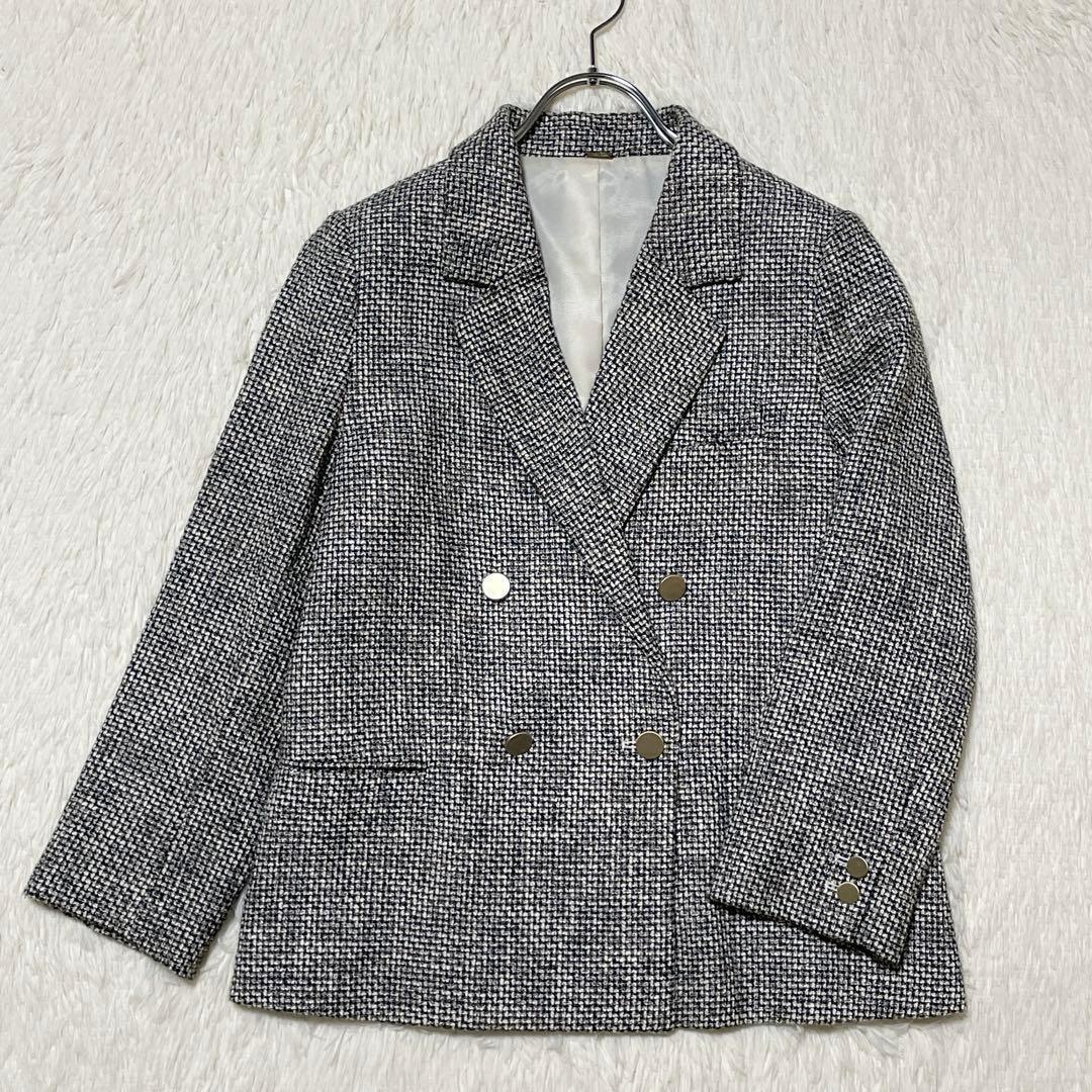 ミラオーウェン 金ボタン テーラード ジャケット ダブル ツイード 0サイズ