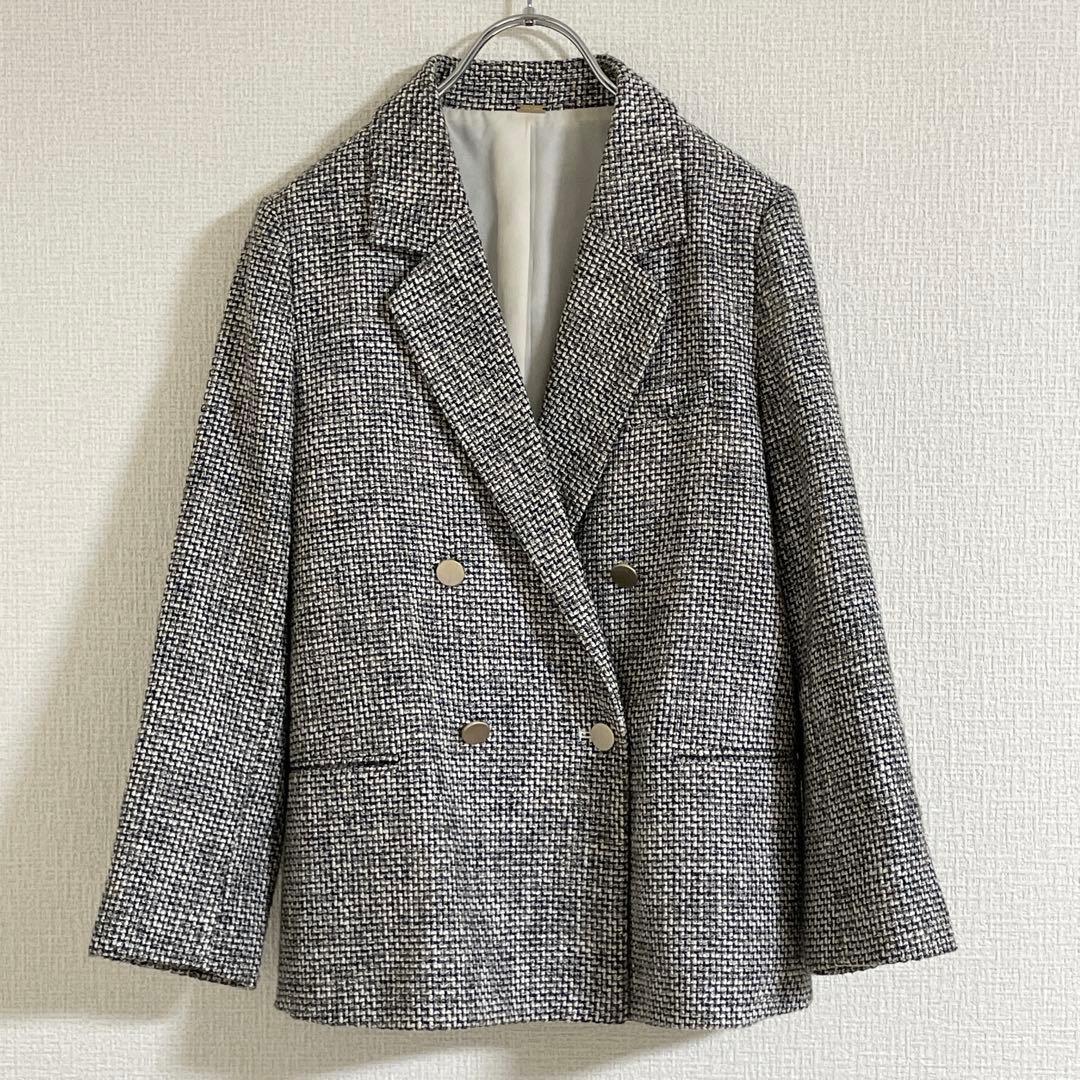 ミラオーウェン 金ボタン テーラード ジャケット ダブル ツイード 0サイズ