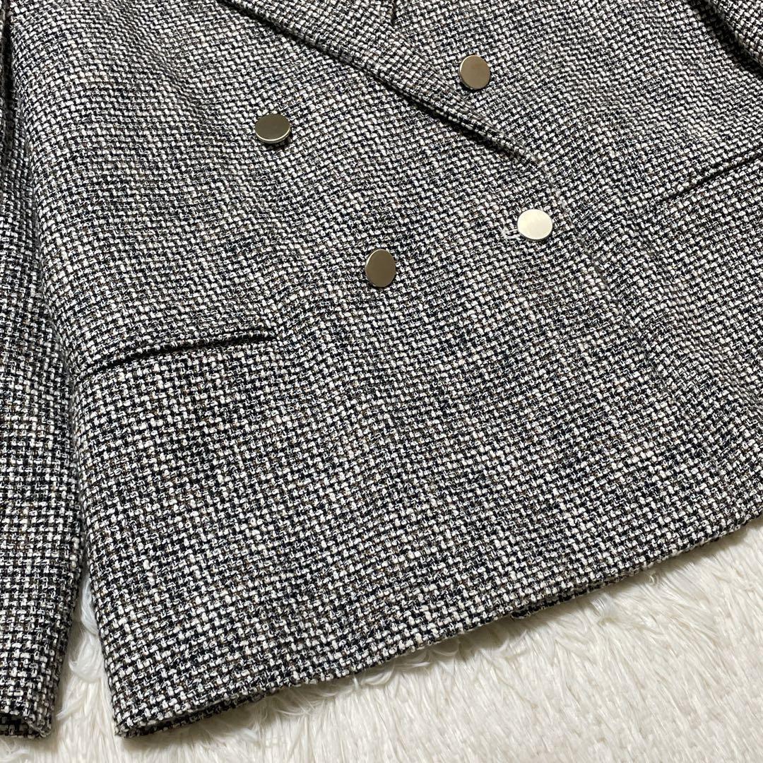 ミラオーウェン 金ボタン テーラード ジャケット ダブル ツイード 0サイズ