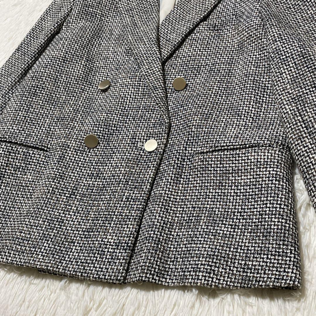 ミラオーウェン 金ボタン テーラード ジャケット ダブル ツイード 0サイズ