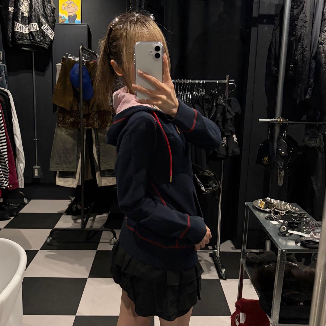 Burberry バーバリー　レア　ジップアップパーカー　ロゴ入り　ネイビー