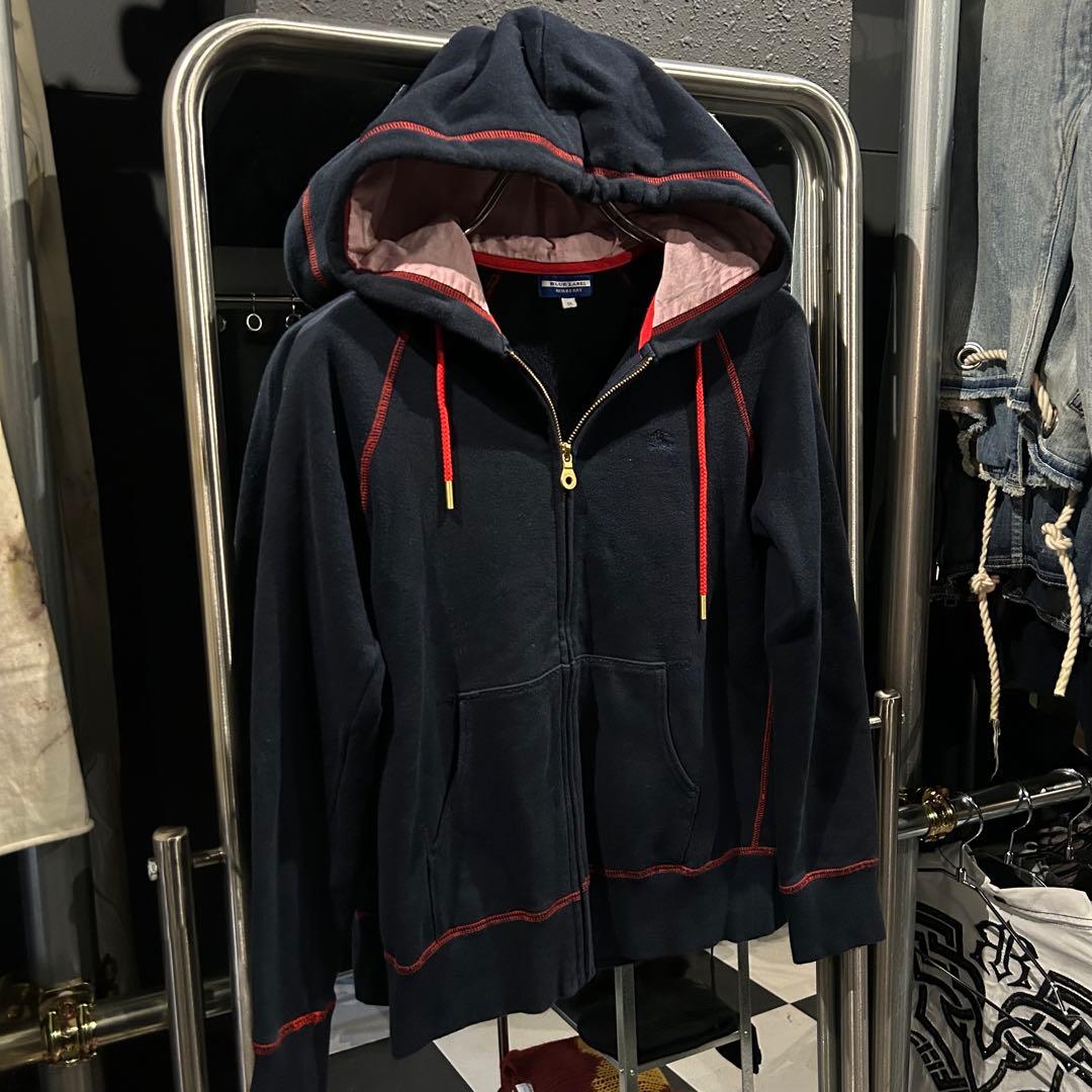 Burberry バーバリー　レア　ジップアップパーカー　ロゴ入り　ネイビー