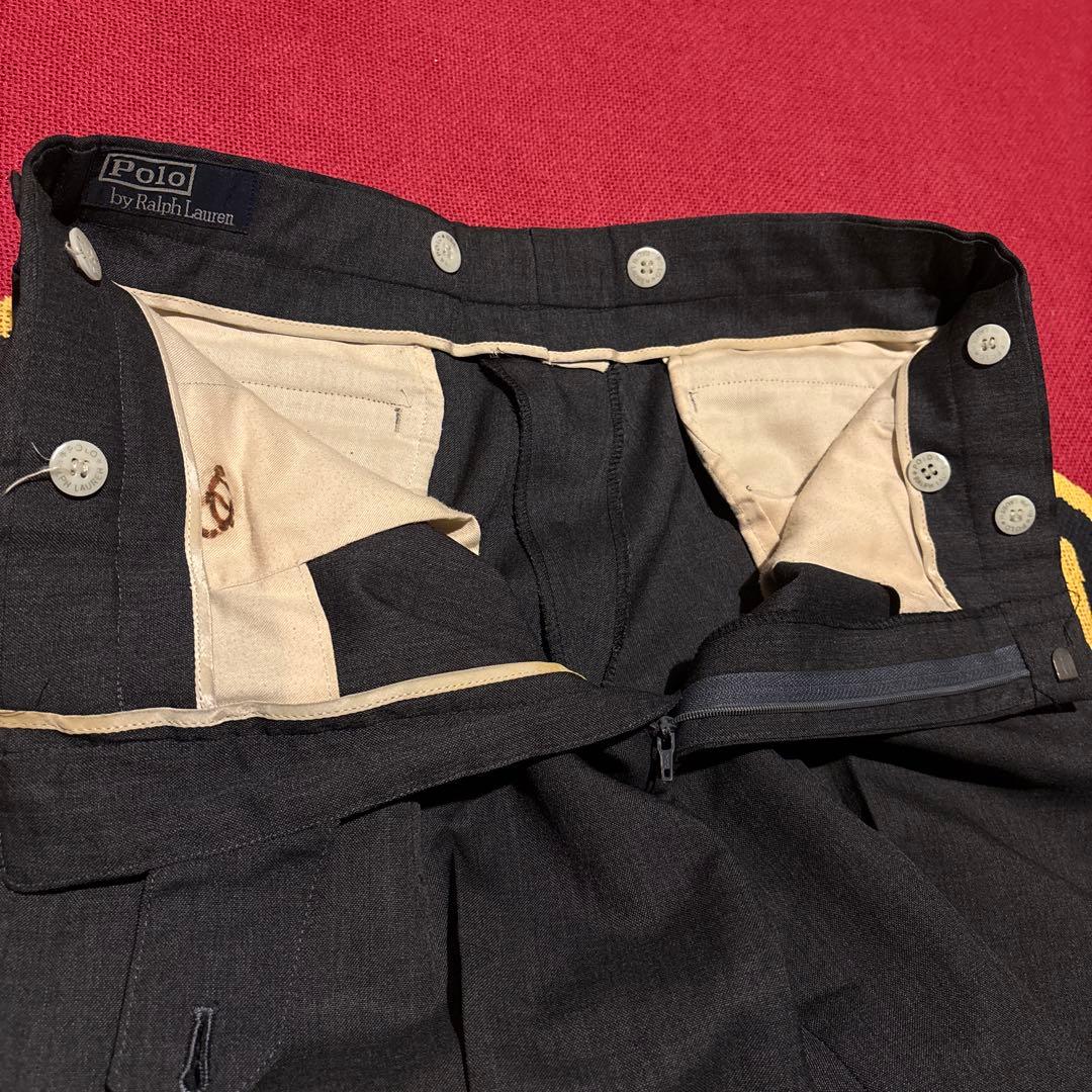 90s ラルフローレン　ラルフ　スラックス　ワイド　極太　ギャバ