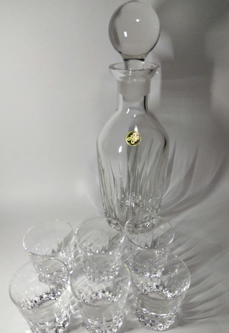 昭和レトロ　未使用　HOYAクリスタル　クリスタルデキャンタ＆ショットグラス