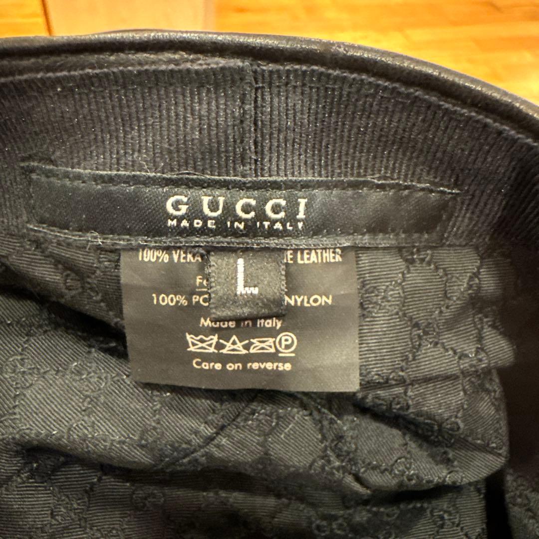 GUCCI 本革 メンズ　ハンチング　帽子　Lサイズ