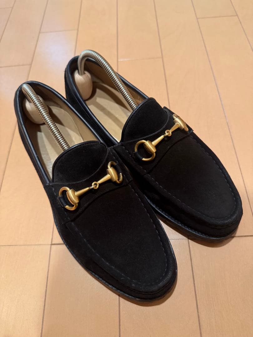 GUCCI ビブラムソール　ホースビット　スエード　ローファー　黒　イタリア製