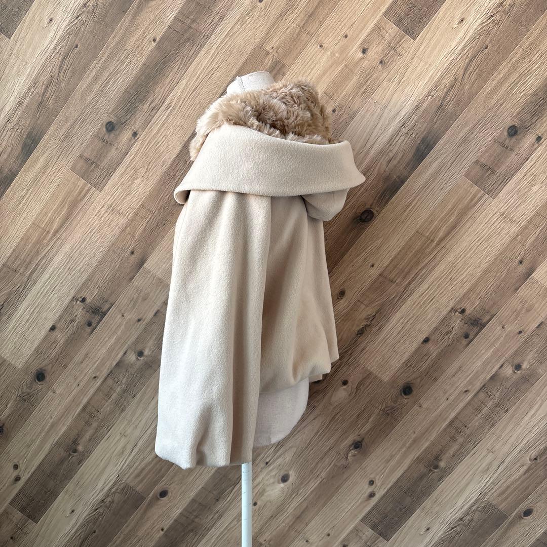 ★新品　フランシュリッペ　ファー　パールボタン　バルーン　ウール　マフマフコート