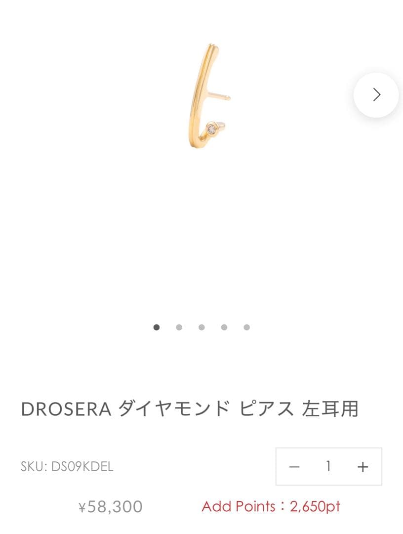 ヒロタカ Hirotaka Drosera ダイヤモンド ピアス　2個セット