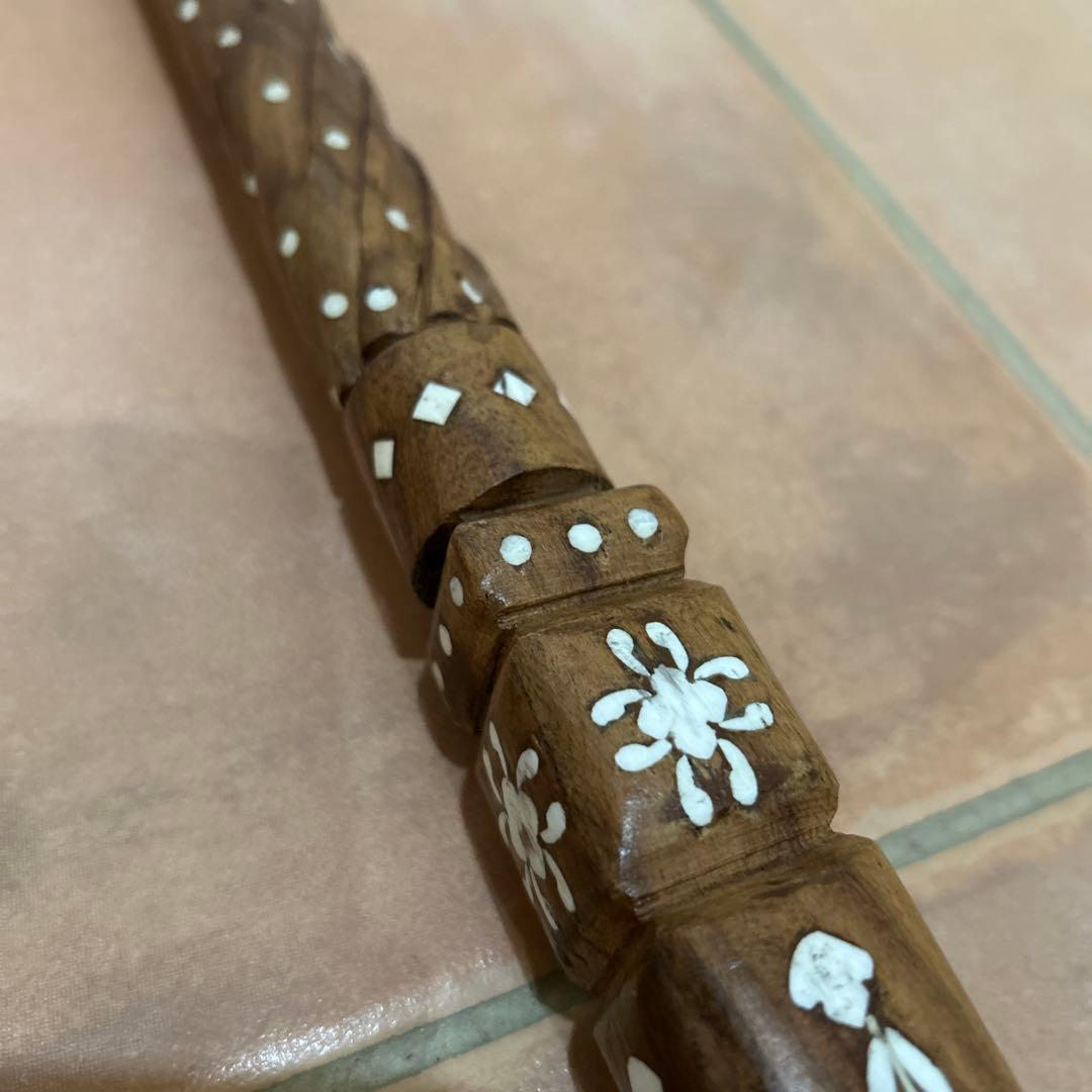 アンティーク ステッキ 胡桃　ビンテージ杖 象嵌　約80センチ　希少