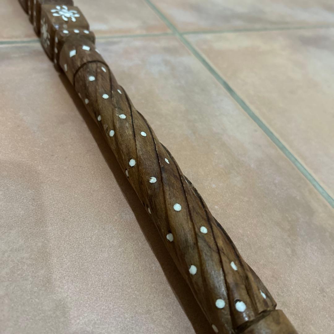 アンティーク ステッキ 胡桃　ビンテージ杖 象嵌　約80センチ　希少