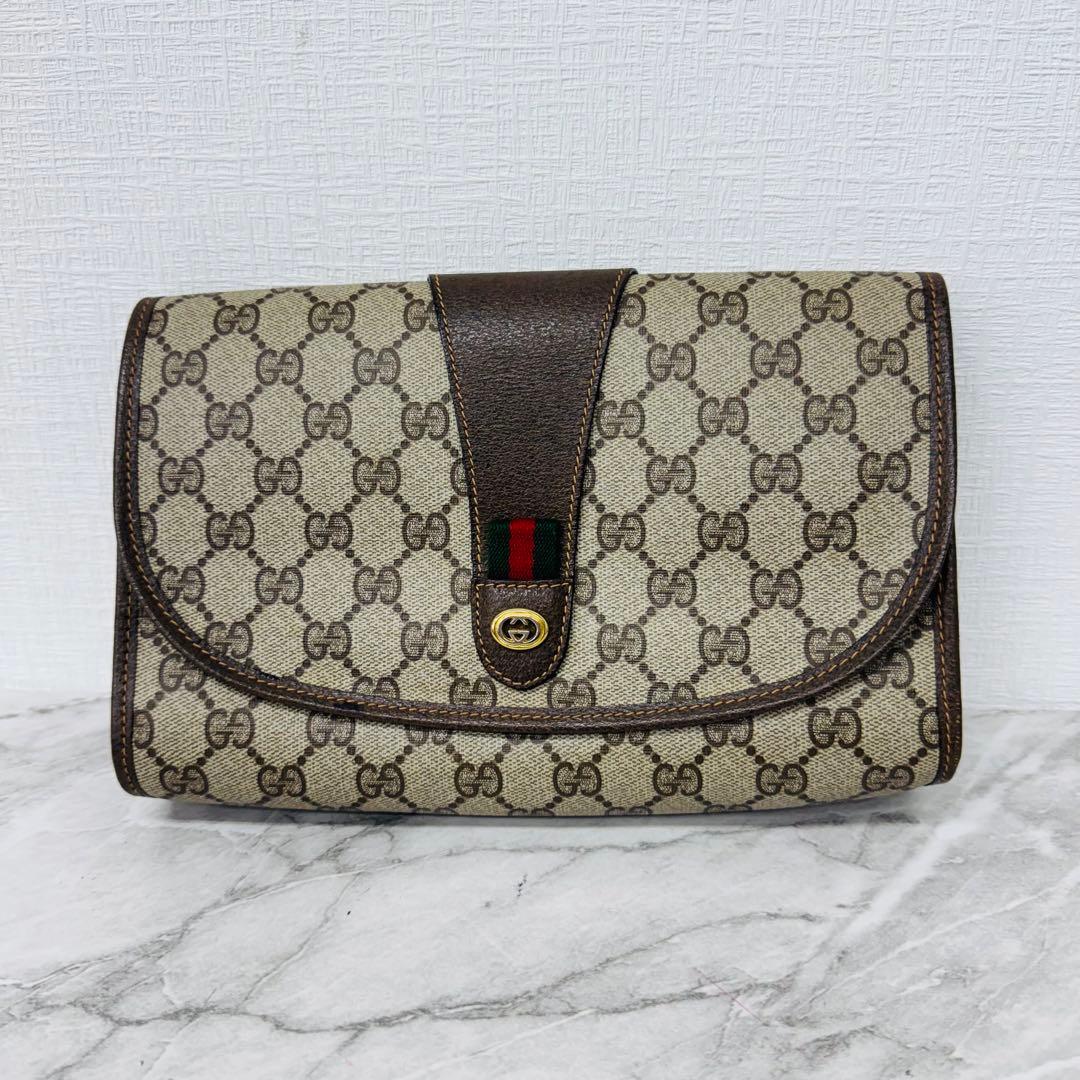 ✨GUCCI✨グッチ✨GG柄✨シェリーライン✨ブラウン✨クラッチバッグ✨