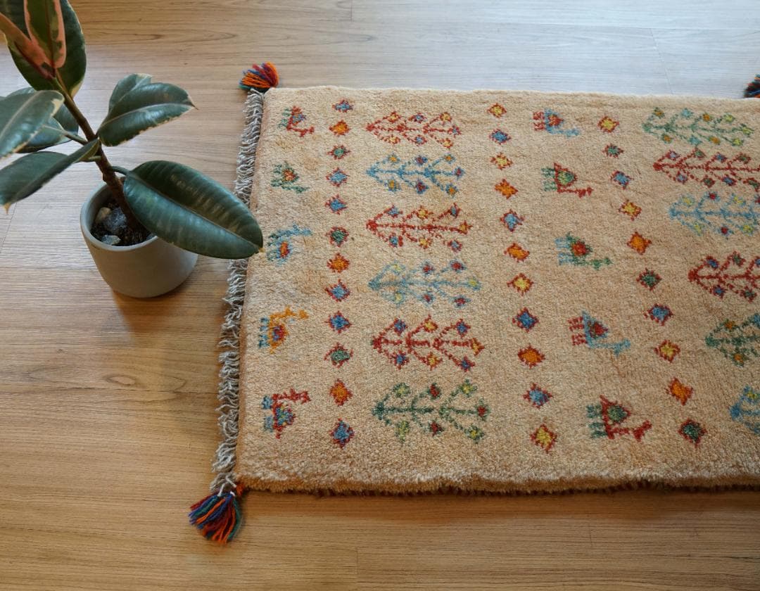 75×54cm ペルシャ絨毯 手織り ギャッベ アマレ族 ギャベ