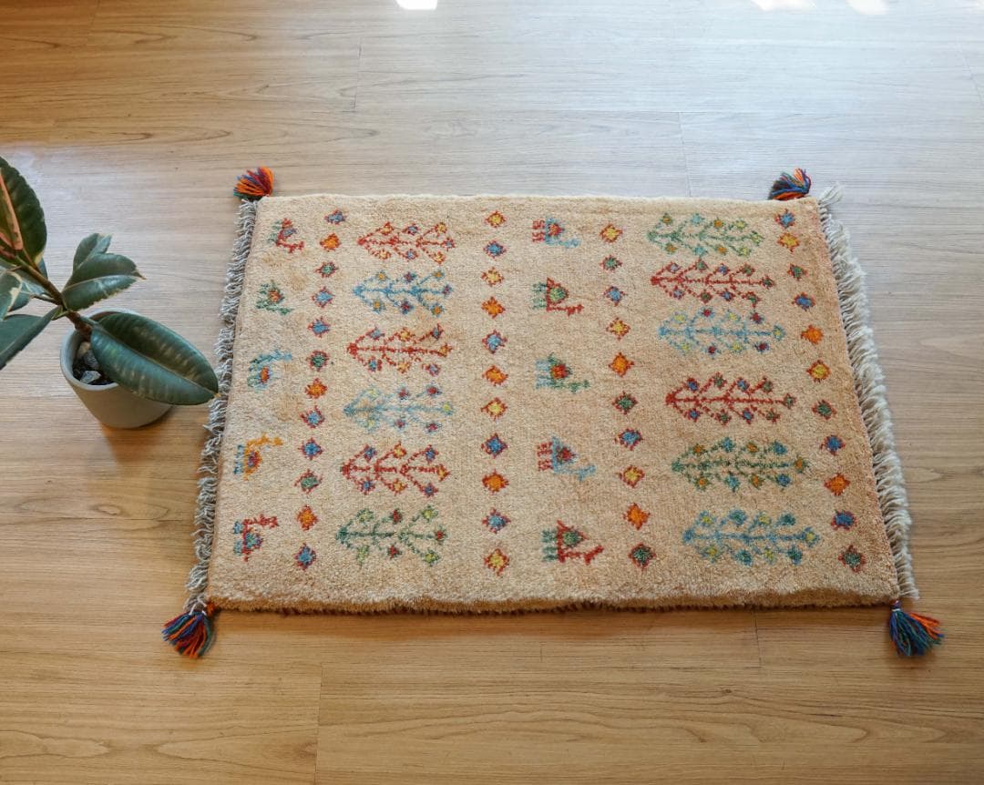 75×54cm ペルシャ絨毯 手織り ギャッベ アマレ族 ギャベ