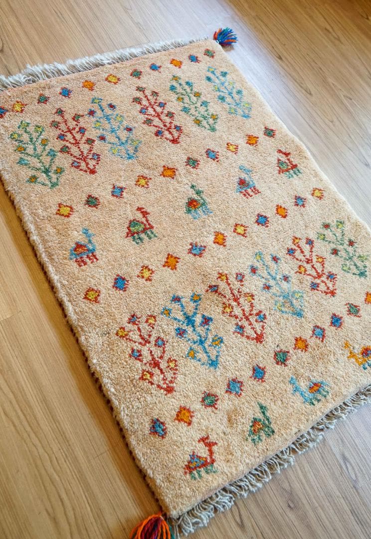 75×54cm ペルシャ絨毯 手織り ギャッベ アマレ族 ギャベ