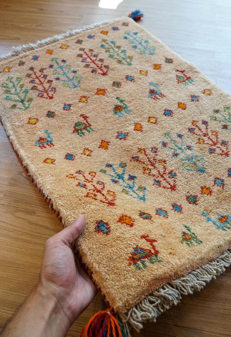 75×54cm ペルシャ絨毯 手織り ギャッベ アマレ族 ギャベ