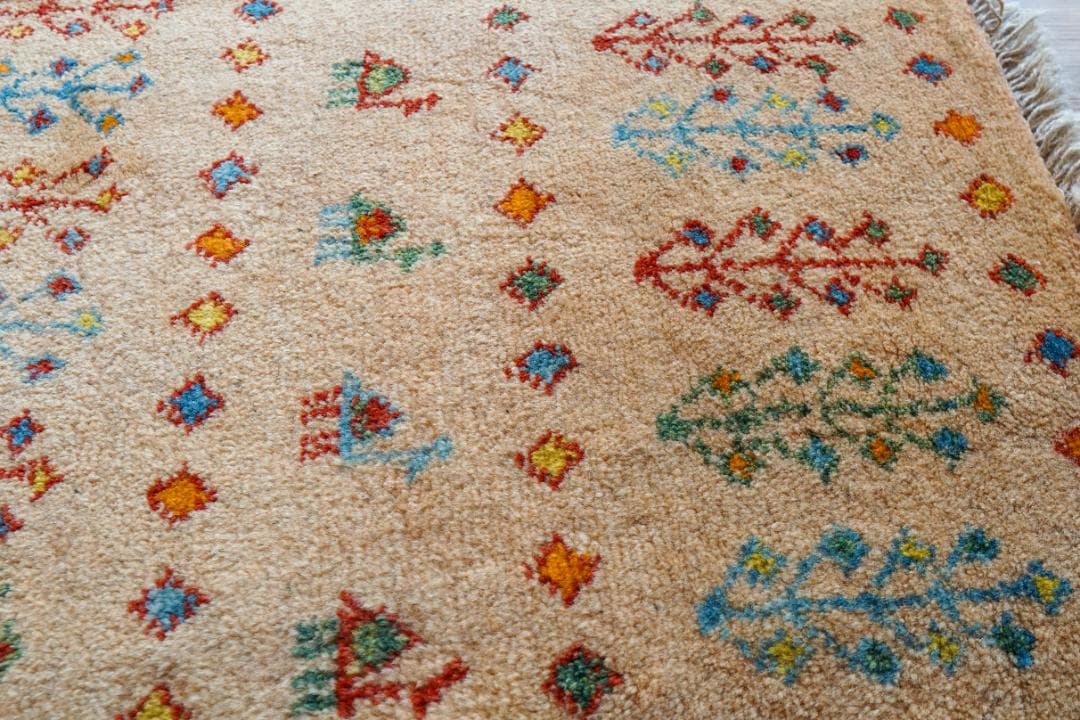 75×54cm ペルシャ絨毯 手織り ギャッベ アマレ族 ギャベ