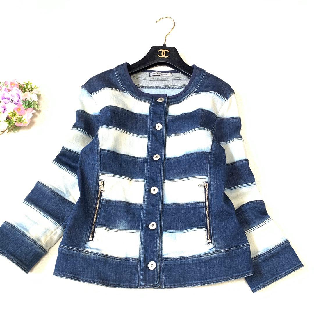 ★ Marissa様マックスマーラデニムジャケット伸縮❤︎ ぼかし染めボーダー　L