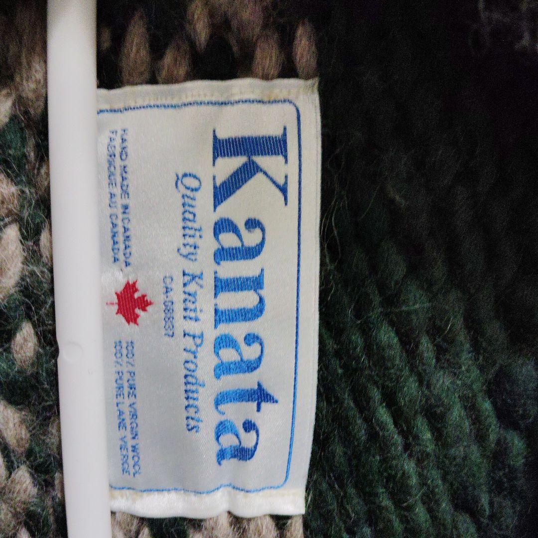 ☆KANATA 【稀少グリーン緑】トナカイ柄カウチンセーター カナダ製 90年代