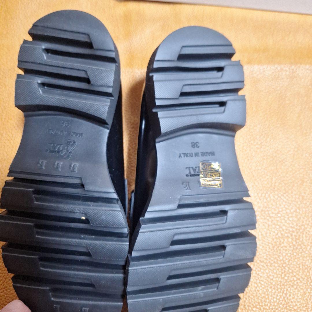 最終★ルカグロッシ 金具プレート 厚底ローファー エナメル★38