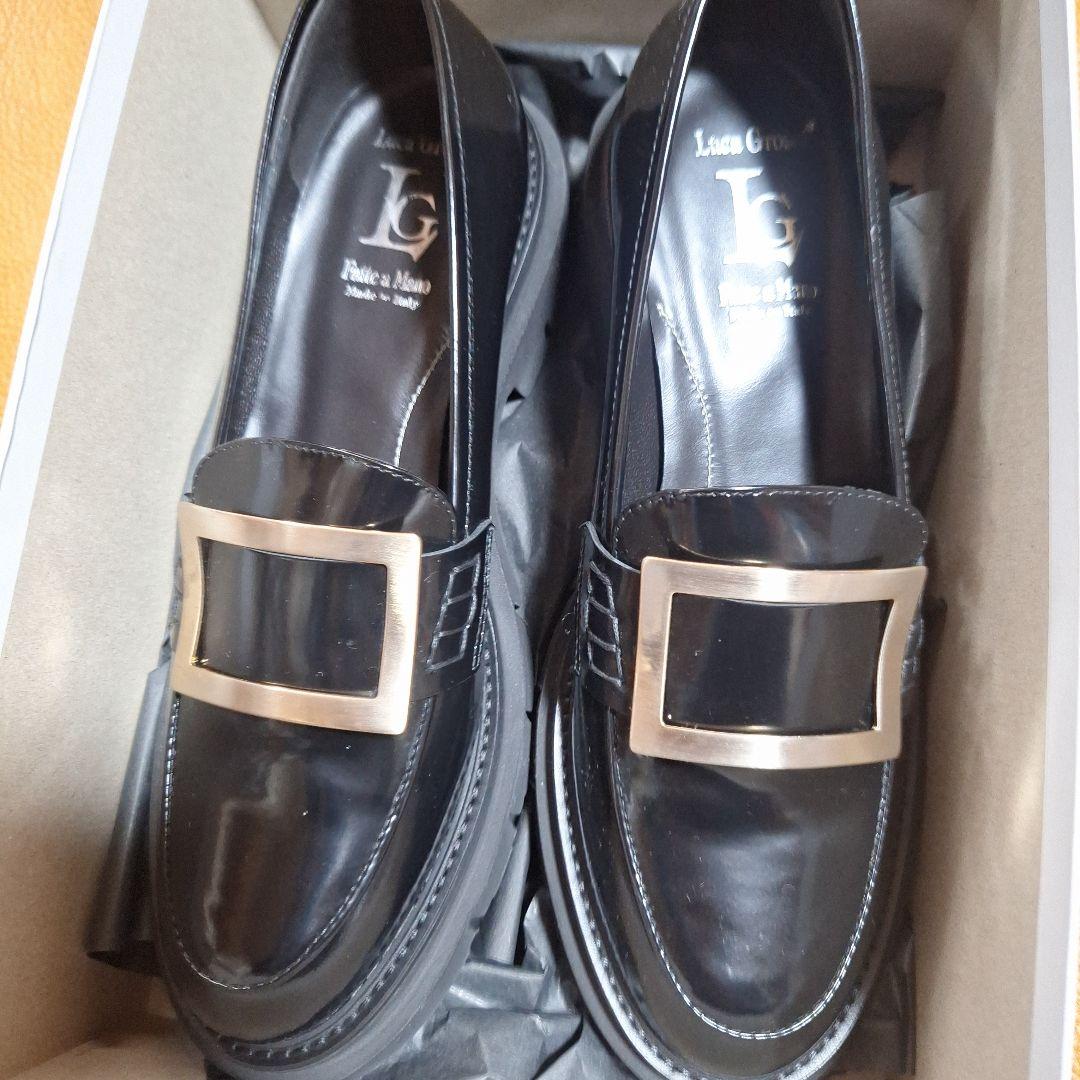 最終★ルカグロッシ 金具プレート 厚底ローファー エナメル★38