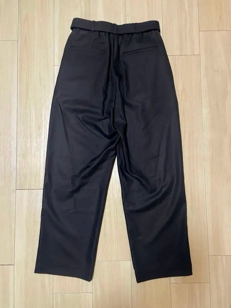 Super140's WOOL MAT BELTED PANTS サイズM