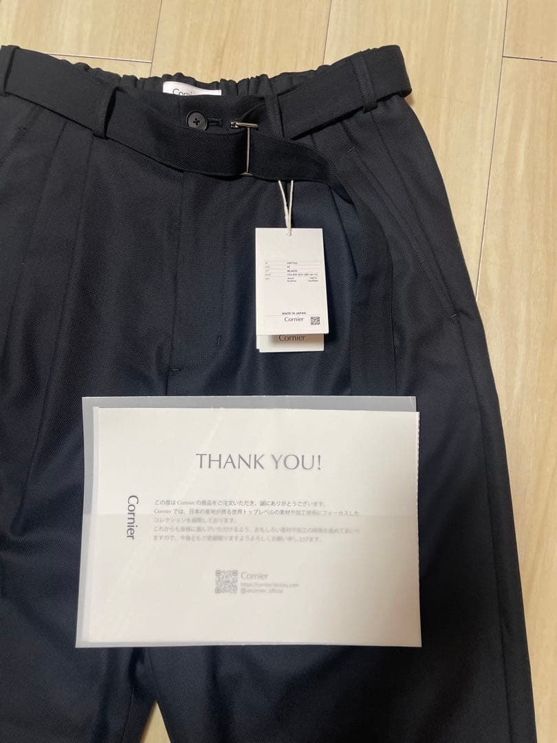 Super140's WOOL MAT BELTED PANTS サイズM