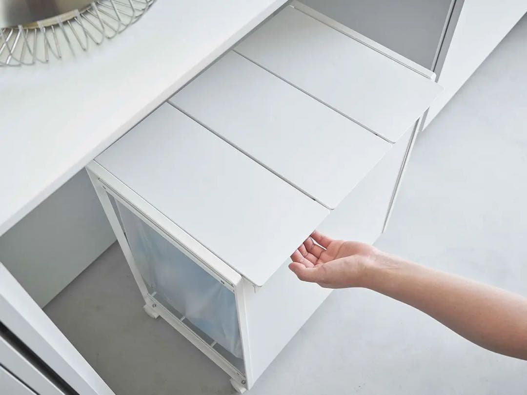 tower 蓋付き目隠し分別ダストワゴン タワー 3分別　ホワイト