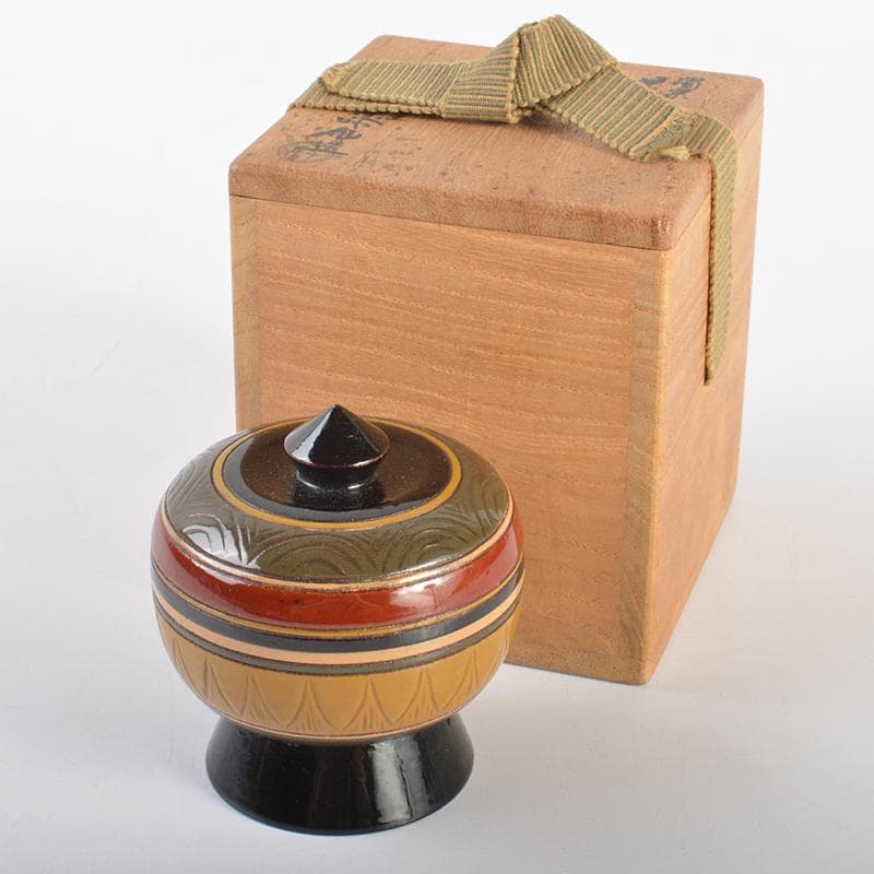 Teafortwo　漆工　川合漆仙造　獨楽莨入煙草入　共箱　V　R6868