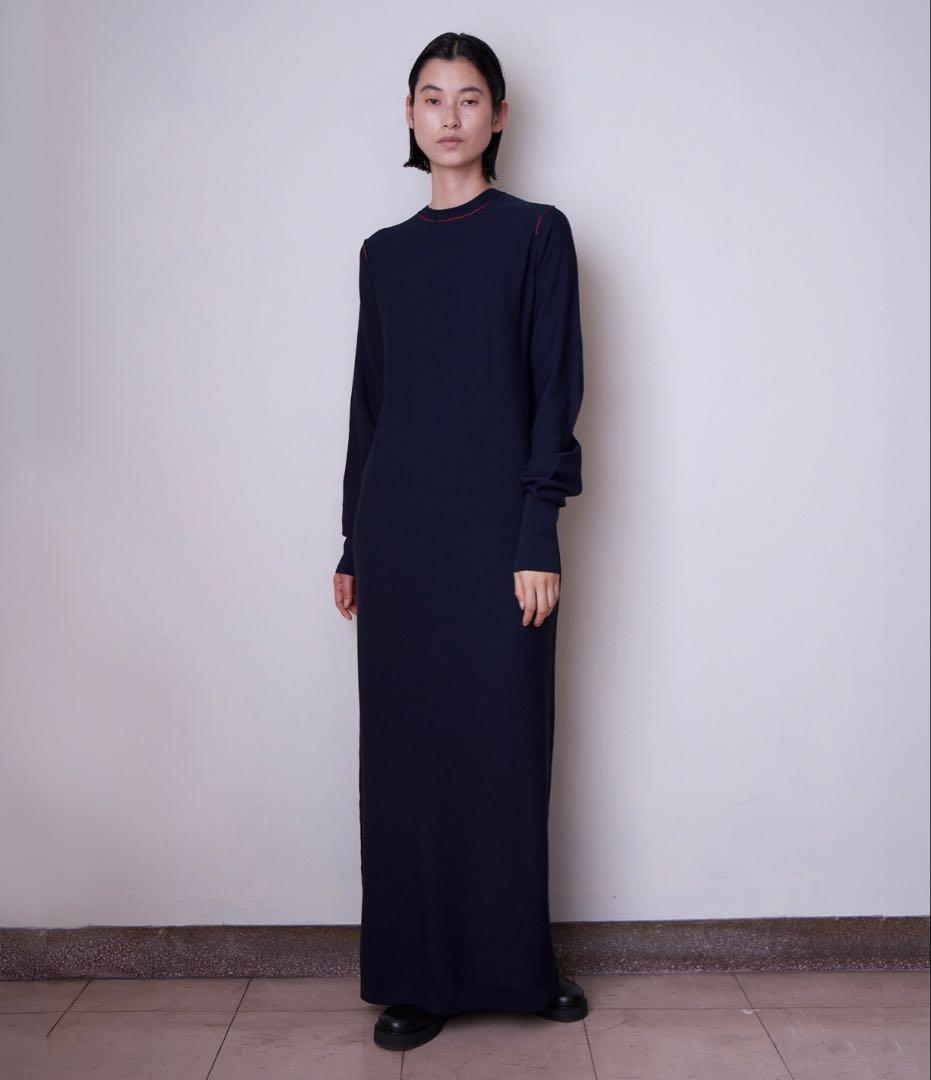 ENOF ロングニットドレス ネイビー L