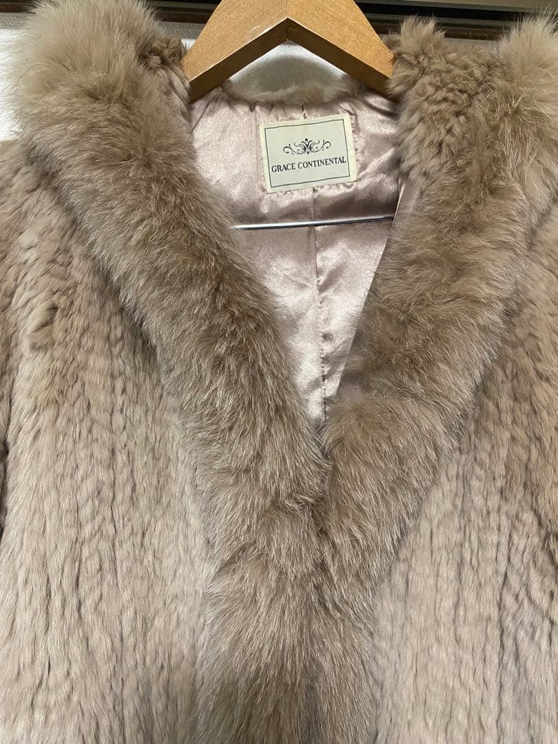 グレースコンチネンタル　ファー　フード　毛皮　コート　フリル袖　ベージュ