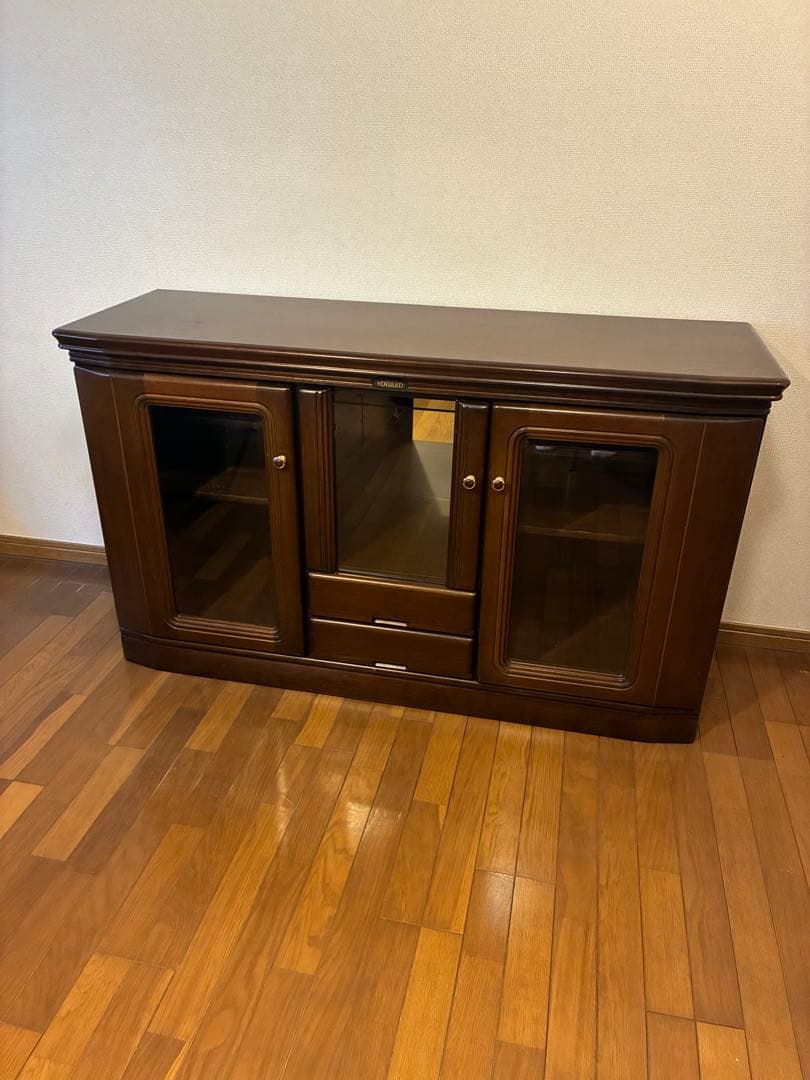 木製キャビネット ガラス扉付 アンティークオールド