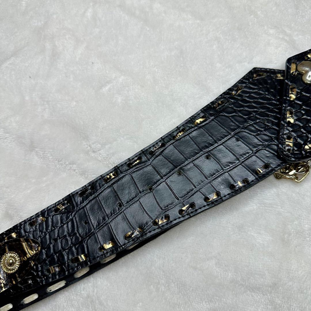 【d.i.a.】ダイヤ スカルバックルロゴベルト クロコ型押し