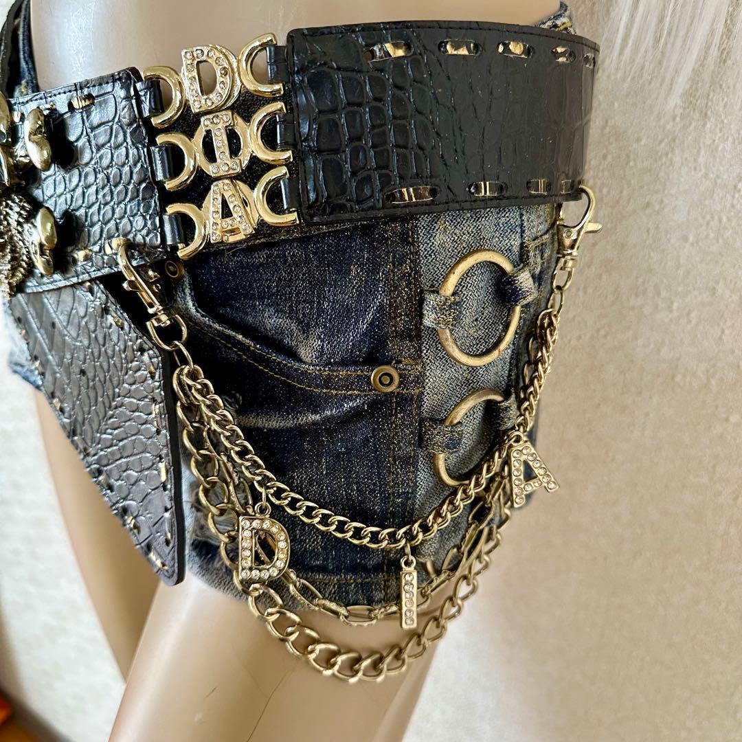 【d.i.a.】ダイヤ スカルバックルロゴベルト クロコ型押し