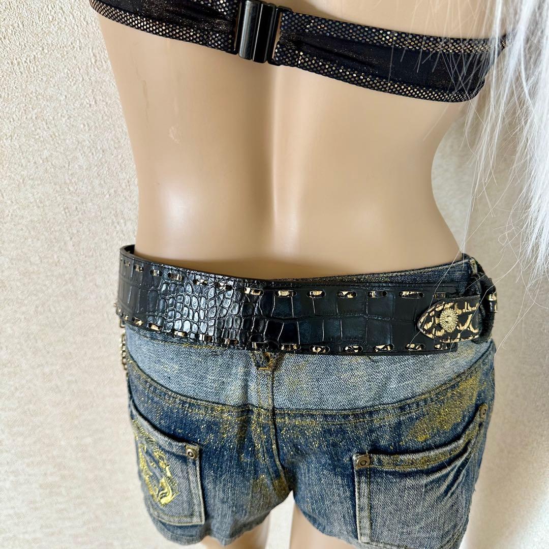 【d.i.a.】ダイヤ スカルバックルロゴベルト クロコ型押し