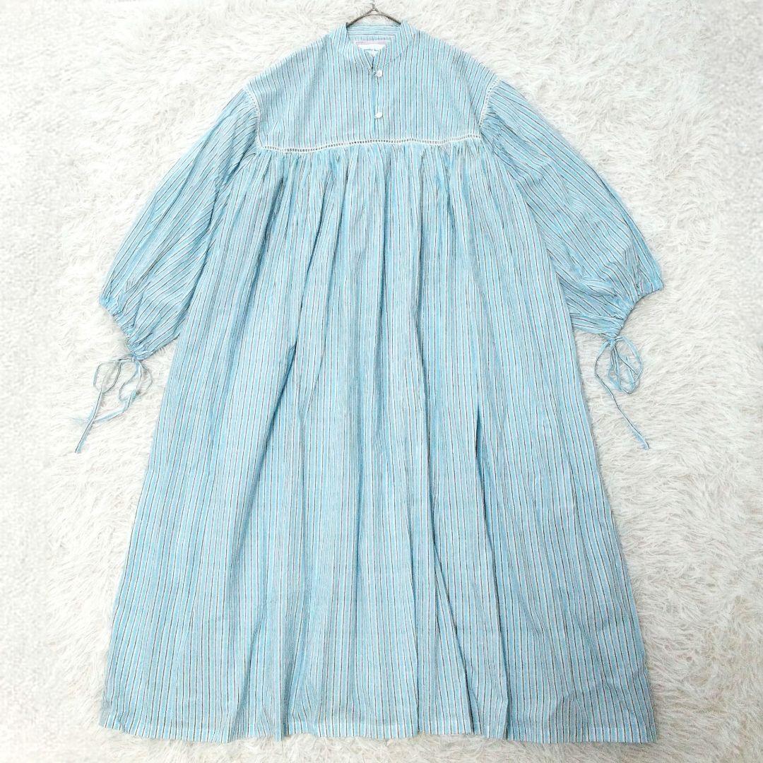 極美品❉ emily levine コットンストライプワンピース バンドカラー