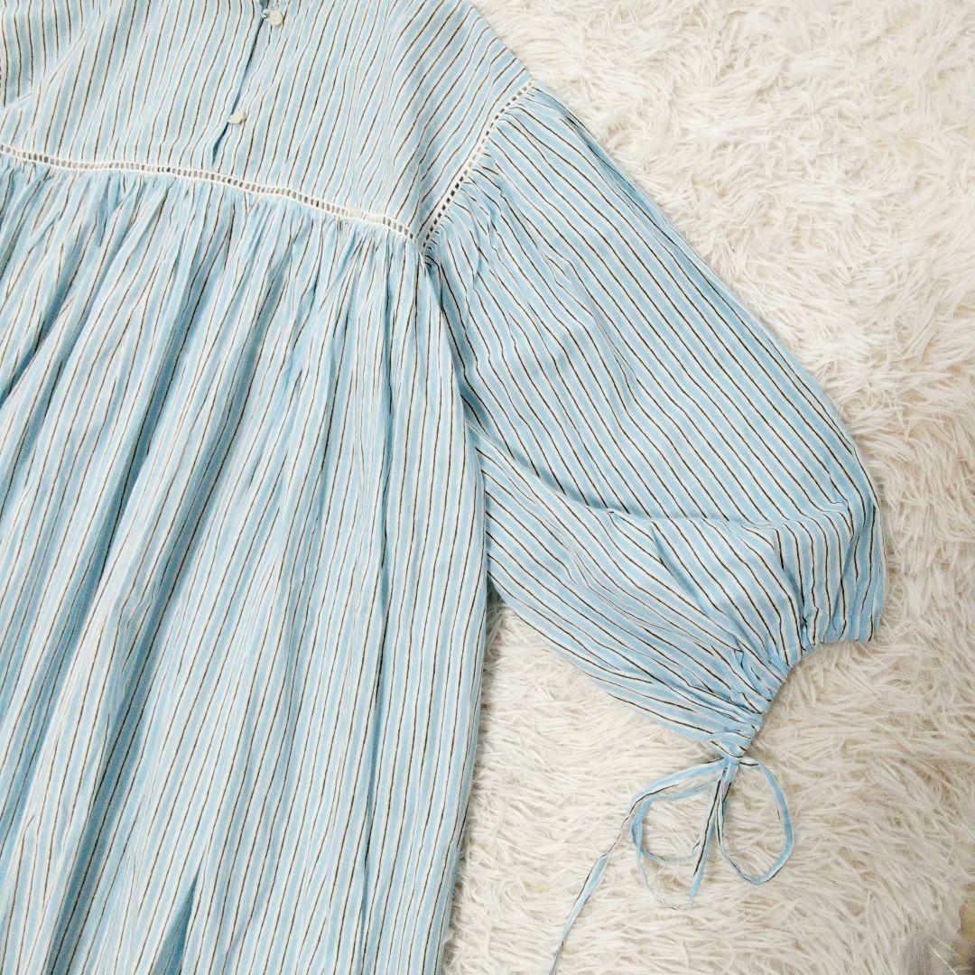 極美品❉ emily levine コットンストライプワンピース バンドカラー