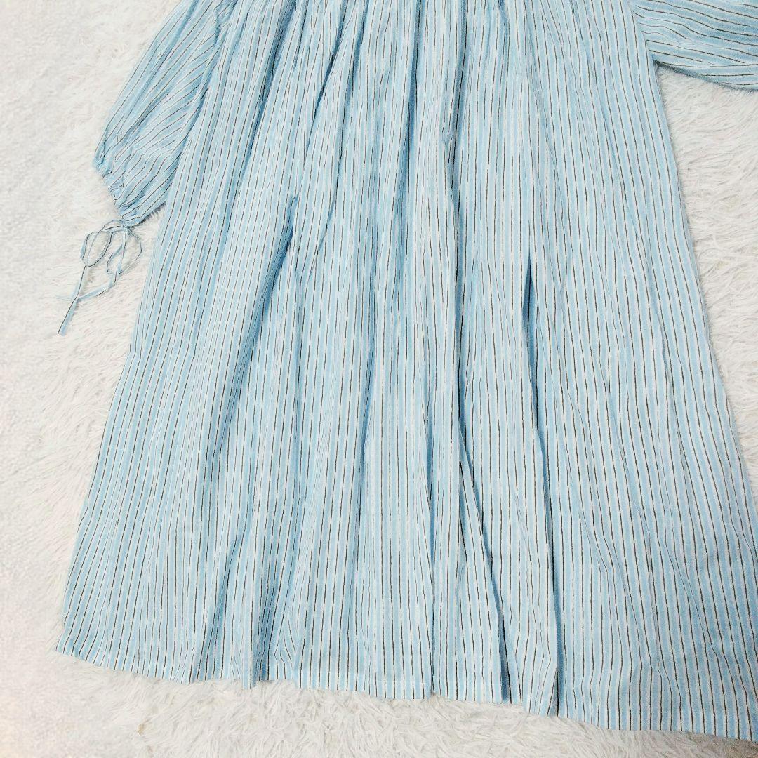 極美品❉ emily levine コットンストライプワンピース バンドカラー